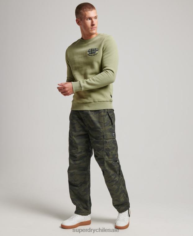 hombres Superdry verde sudadera con cuello redondo clásico cooper vintage 2R68Z736