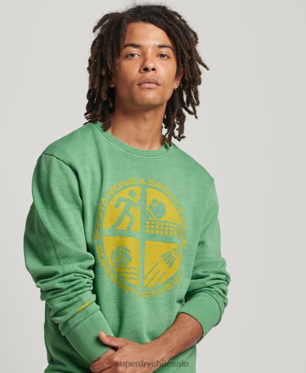 hombres Superdry verde sudadera con cuello redondo del club atlético 2R68Z634