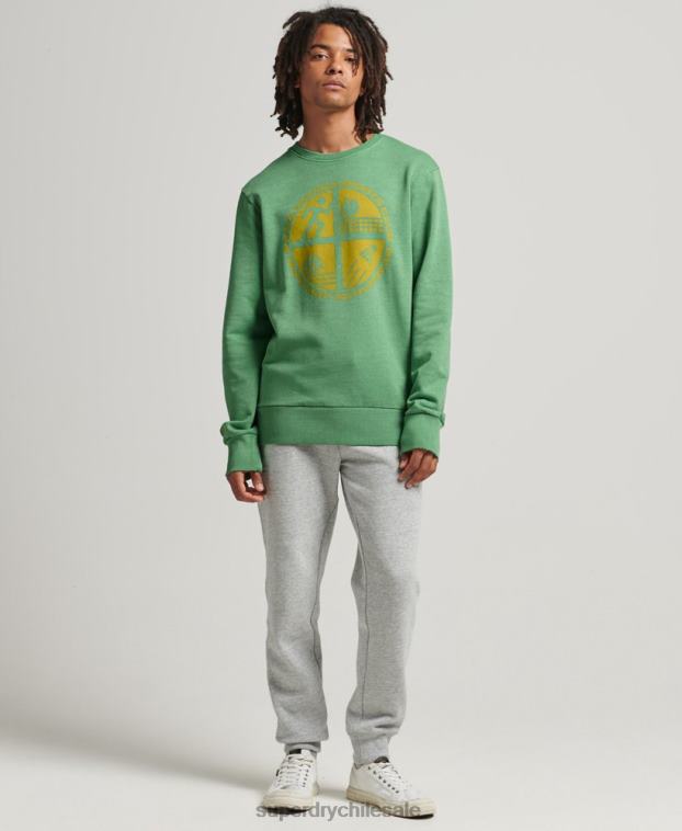 hombres Superdry verde sudadera con cuello redondo del club atlético 2R68Z634