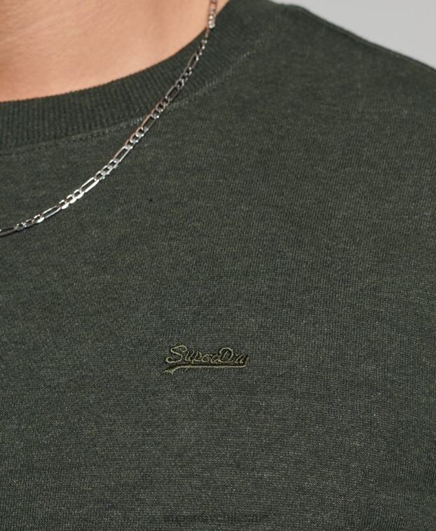 hombres Superdry verde sudadera con cuello redondo y logo bordado 2R68Z491