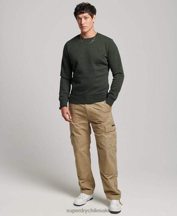 hombres Superdry verde sudadera con cuello redondo y logo bordado 2R68Z491