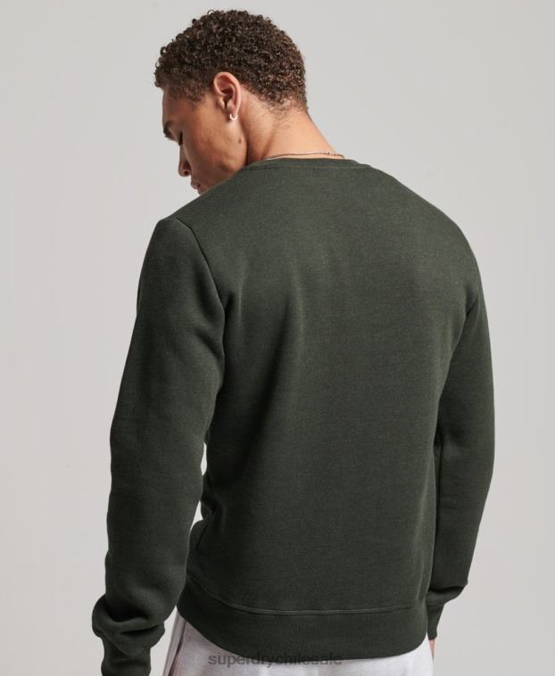 hombres Superdry verde sudadera con cuello redondo y logo esencial de algodón orgánico 2R68Z5067