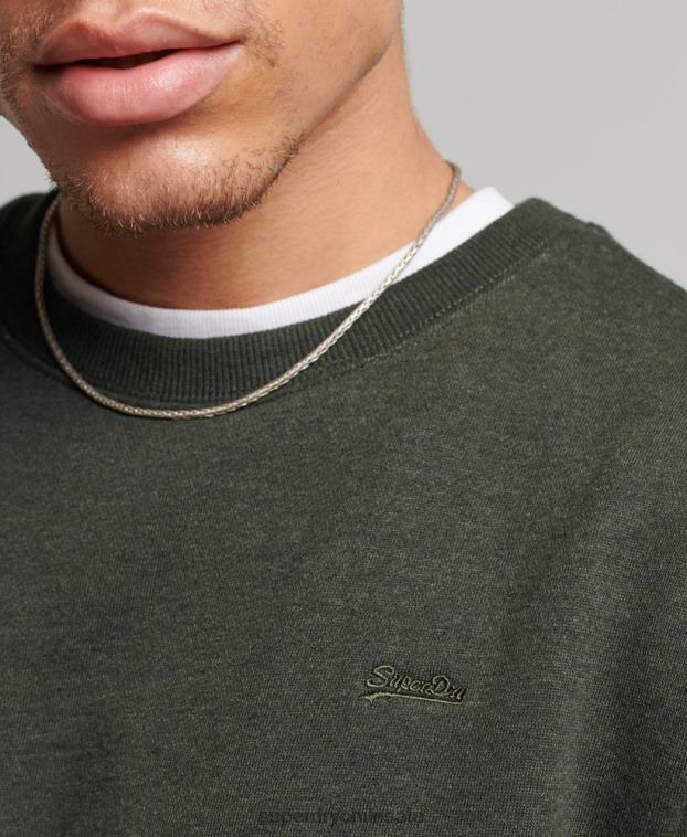 hombres Superdry verde sudadera con cuello redondo y logo esencial de algodón orgánico 2R68Z5067