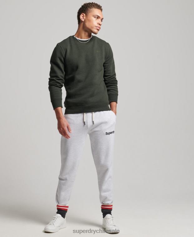 hombres Superdry verde sudadera con cuello redondo y logo esencial de algodón orgánico 2R68Z5067