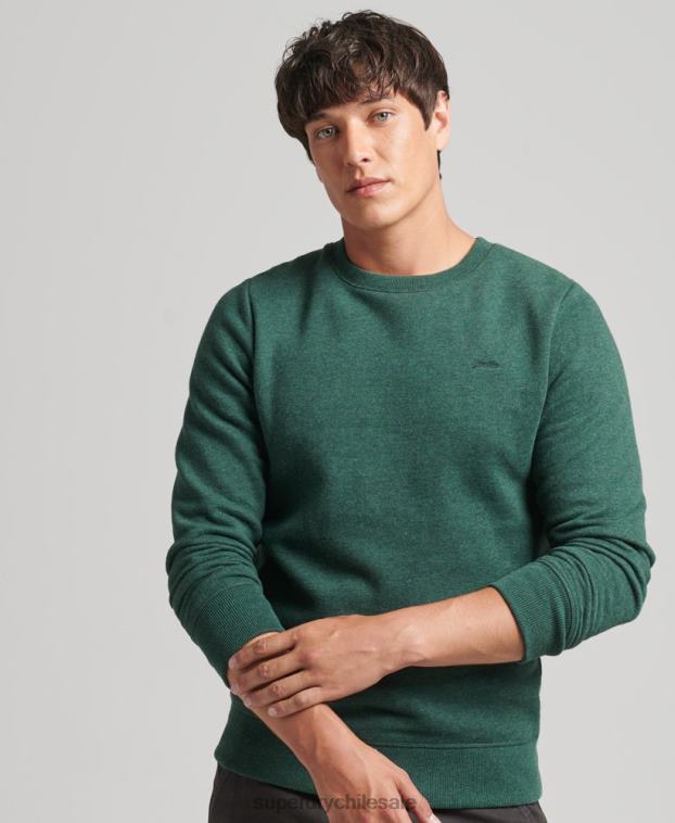 hombres Superdry verde sudadera con cuello redondo y logo esencial de algodón orgánico 2R68Z601