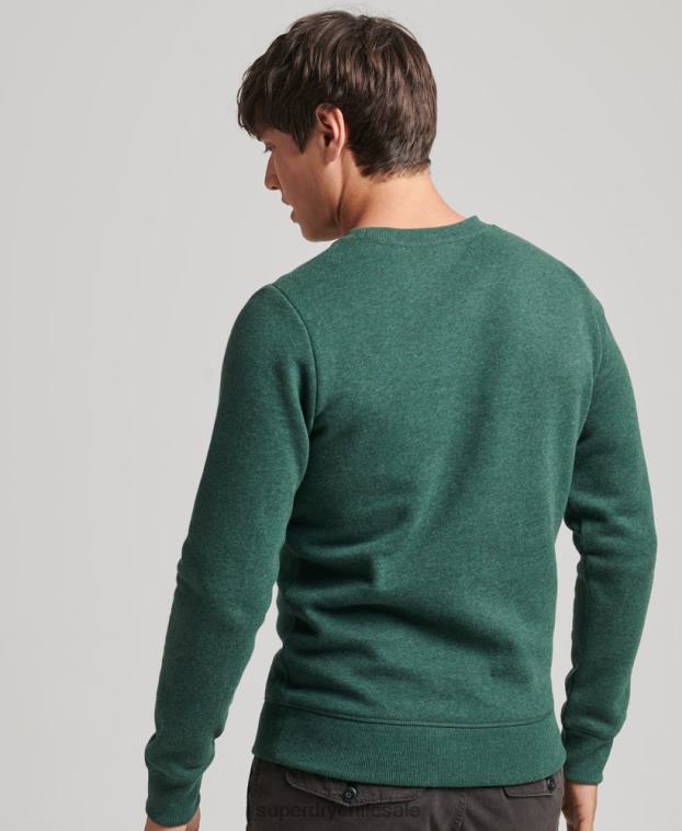 hombres Superdry verde sudadera con cuello redondo y logo esencial de algodón orgánico 2R68Z601