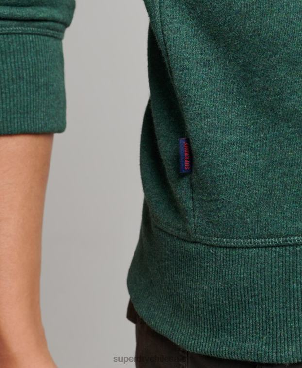 hombres Superdry verde sudadera con cuello redondo y logo esencial de algodón orgánico 2R68Z601