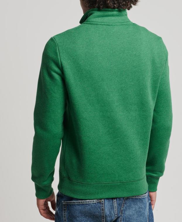 hombres Superdry verde sudadera con cuello tunecino y cremallera con logo vintage de algodón orgánico 2R68Z5133
