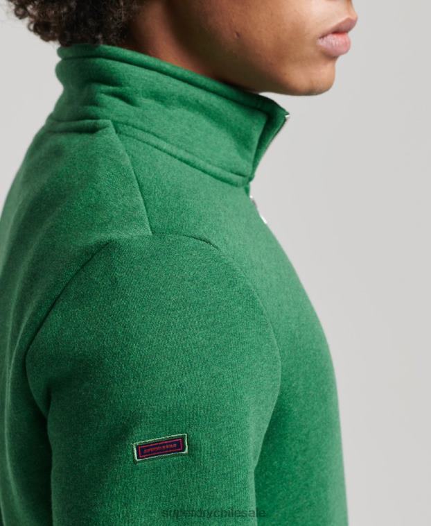 hombres Superdry verde sudadera con cuello tunecino y cremallera con logo vintage de algodón orgánico 2R68Z5133