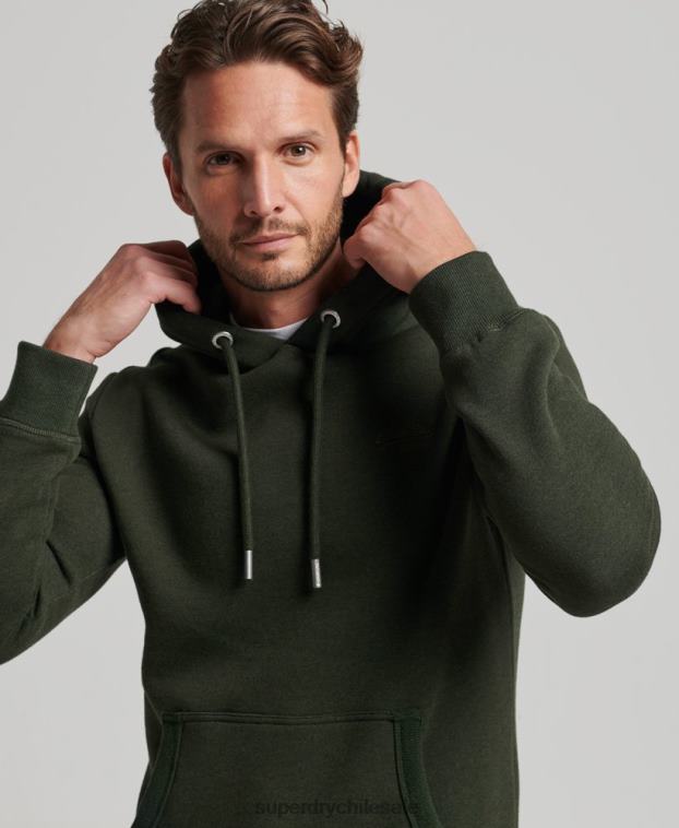 hombres Superdry verde sudadera con logo bordado 2R68Z762