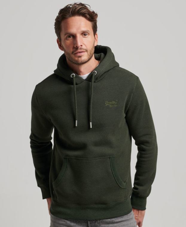 hombres Superdry verde sudadera con logo bordado 2R68Z762