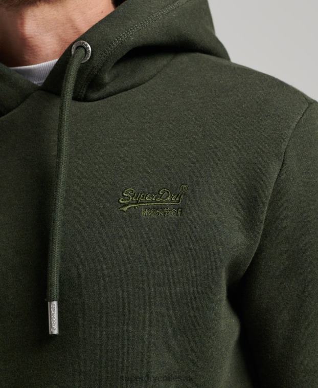 hombres Superdry verde sudadera con logo bordado 2R68Z762
