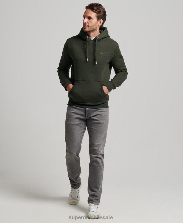 hombres Superdry verde sudadera con logo bordado 2R68Z762