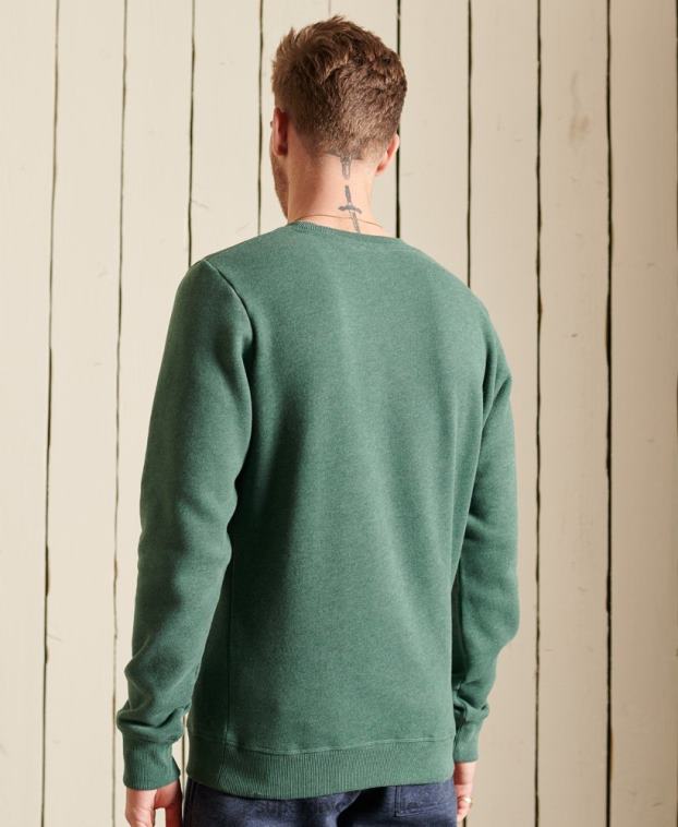 hombres Superdry verde sudadera de algodón orgánico con logo vintage 2R68Z5187