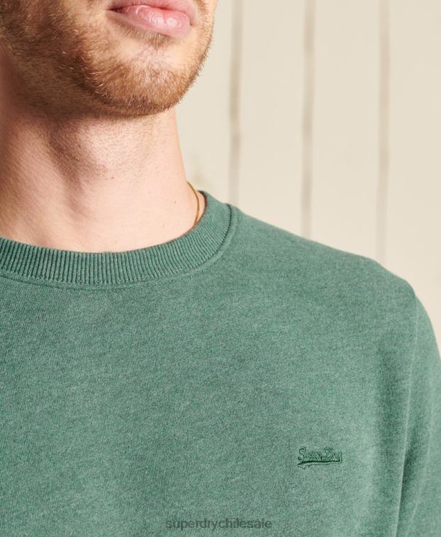hombres Superdry verde sudadera de algodón orgánico con logo vintage 2R68Z5187