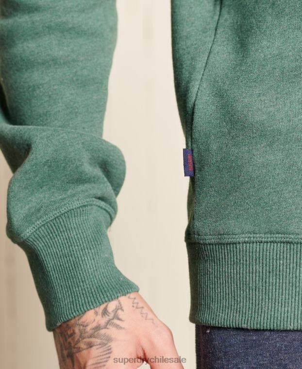 hombres Superdry verde sudadera de algodón orgánico con logo vintage 2R68Z5187