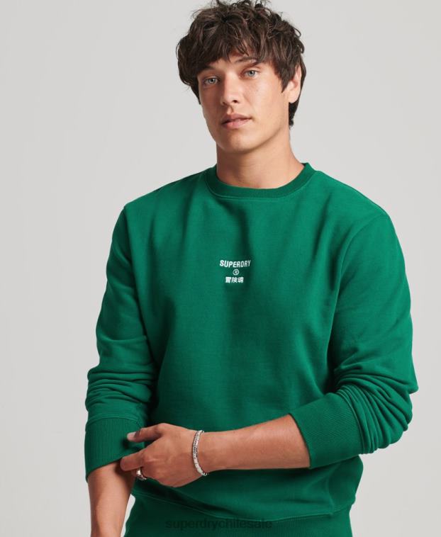 hombres Superdry verde sudadera holgada con logo bordado 2R68Z877