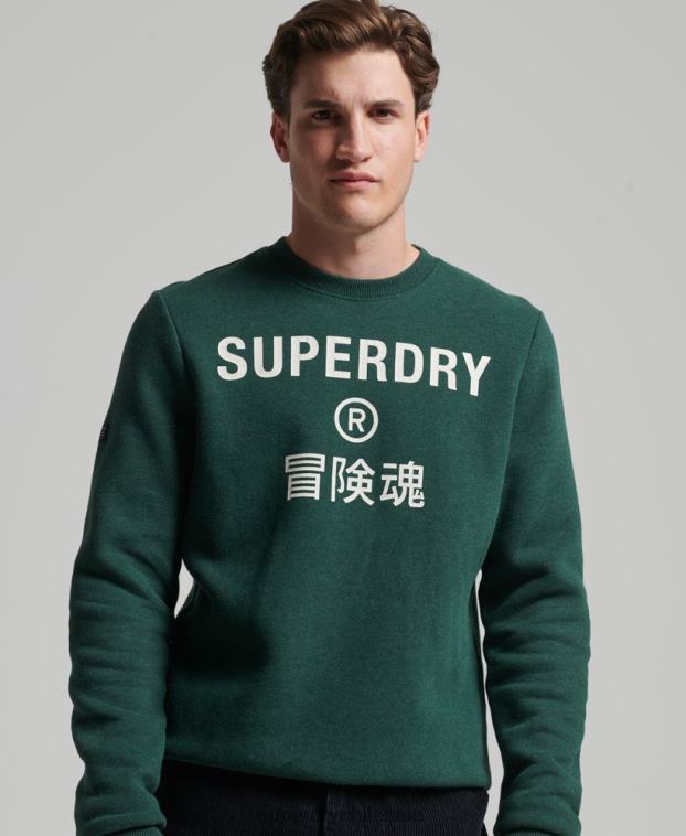 hombres Superdry verde sudadera jaspeada con logo corporativo 2R68Z5102