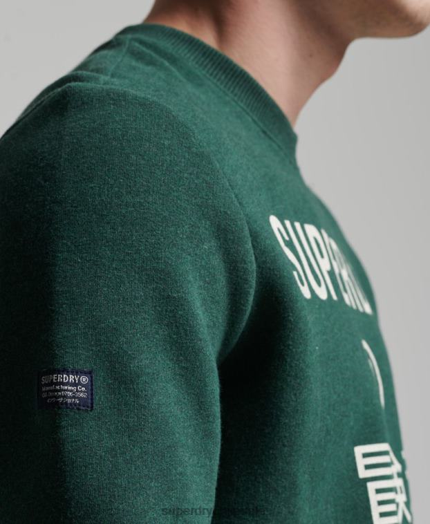hombres Superdry verde sudadera jaspeada con logo corporativo 2R68Z5102
