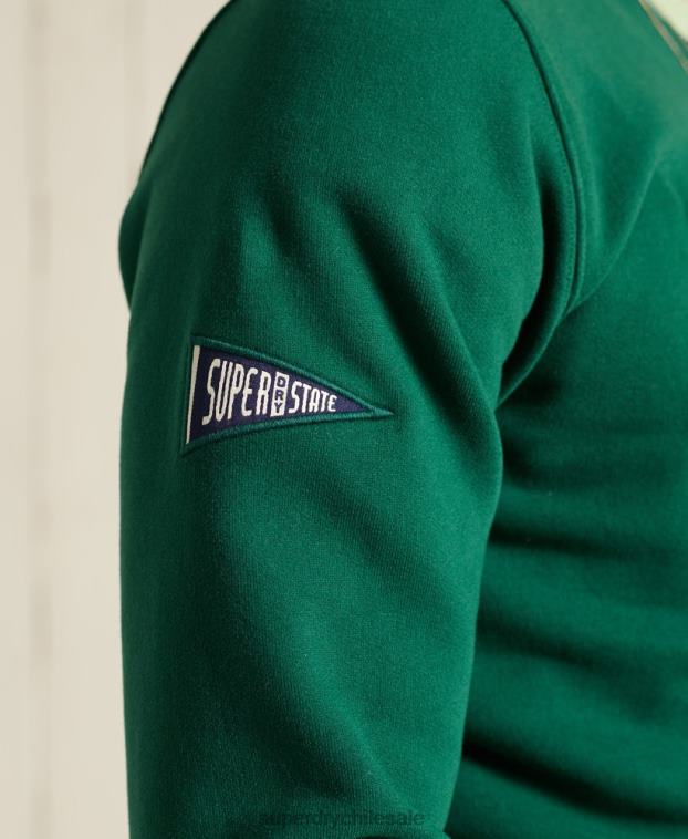 hombres Superdry verde sudadera universitaria de chenilla de edición limitada 2R68Z868