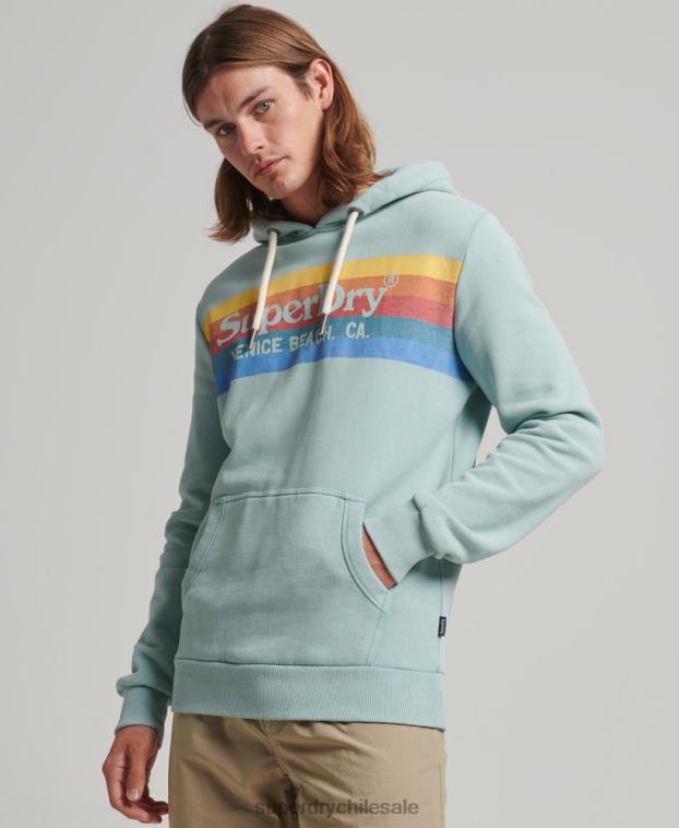 hombres Superdry verde sudadera vintage con capucha 2R68Z631