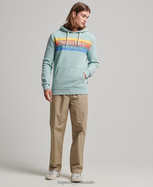 hombres Superdry verde sudadera vintage con capucha 2R68Z631