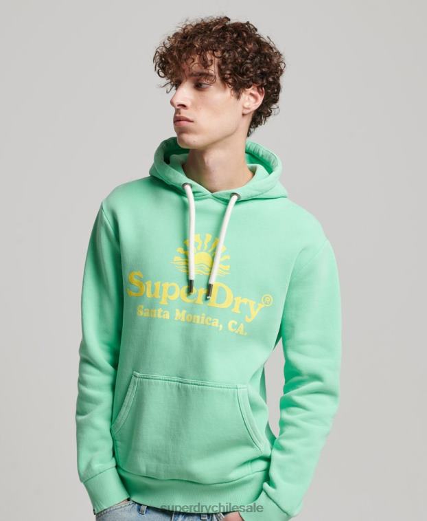 hombres Superdry verde sudadera vintage con capucha neon 2R68Z681