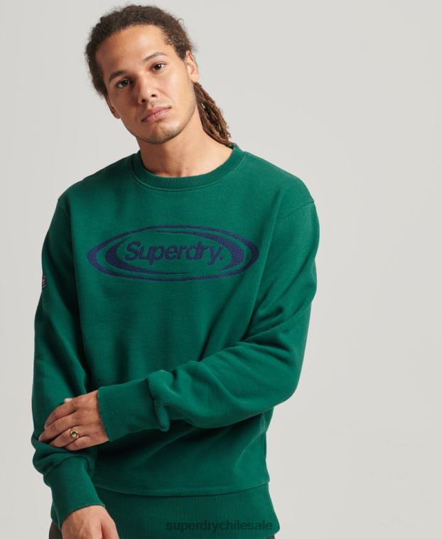 hombres Superdry verde sudadera vintage con logo de juego de los 90 2R68Z785