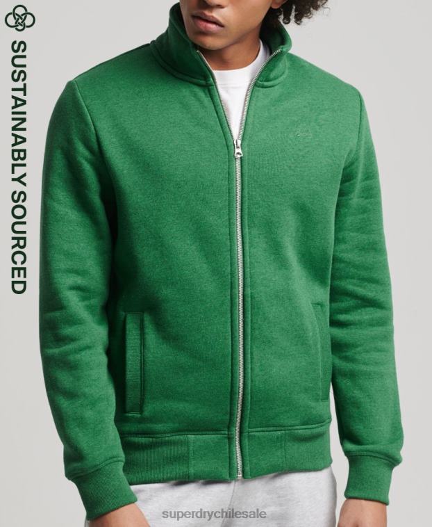 hombres Superdry verde top deportivo de algodón orgánico con cremallera y logo vintage 2R68Z5024