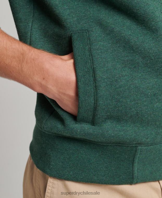 hombres Superdry verde top deportivo de algodón orgánico con cremallera y logo vintage 2R68Z842