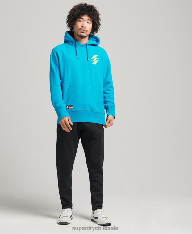 mujer Superdry azul sudadera con capucha holgada de semitono de código 2R68Z6119