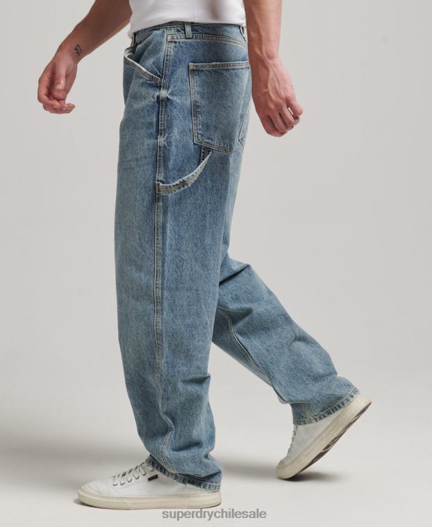 hombres Superdry azul claro vaqueros carpinteros de algodón orgánico 2R68Z1226