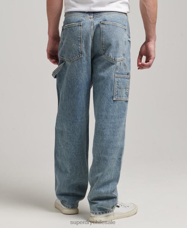 hombres Superdry azul claro vaqueros carpinteros de algodón orgánico 2R68Z1226