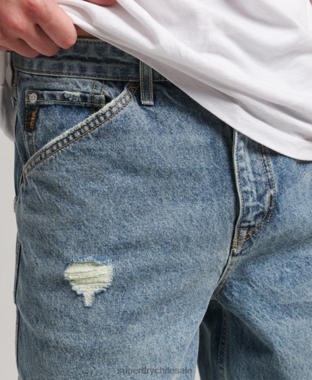 hombres Superdry azul claro vaqueros carpinteros de algodón orgánico 2R68Z1226