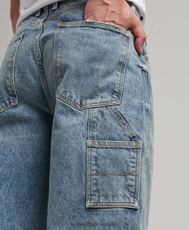 hombres Superdry azul claro vaqueros carpinteros de algodón orgánico 2R68Z1226