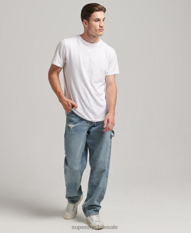 hombres Superdry azul claro vaqueros carpinteros de algodón orgánico 2R68Z1226
