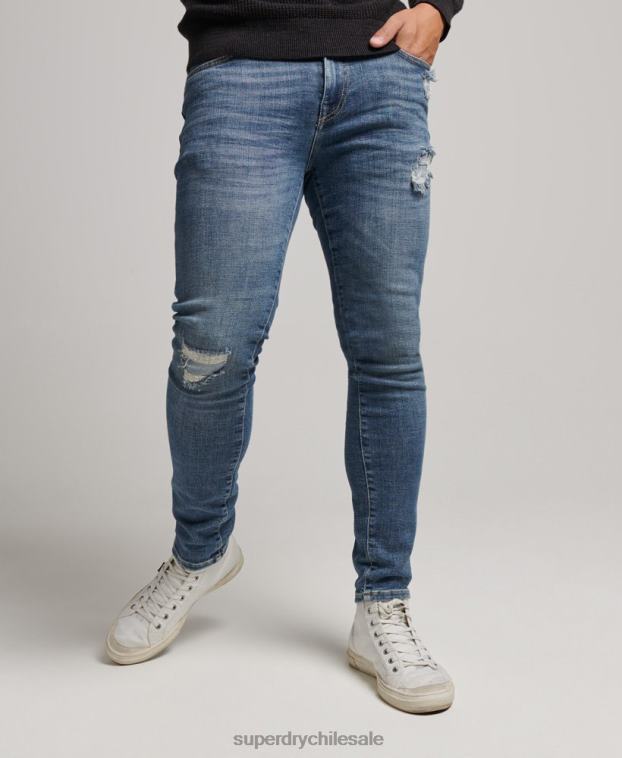 hombres Superdry azul claro vaqueros pitillo de época 2R68Z1223