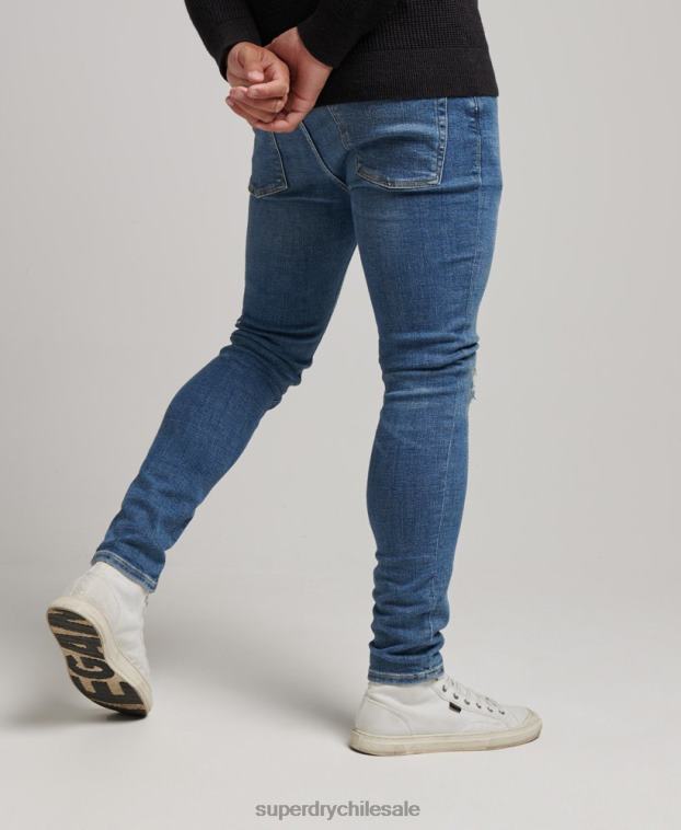 hombres Superdry azul claro vaqueros pitillo de época 2R68Z1223