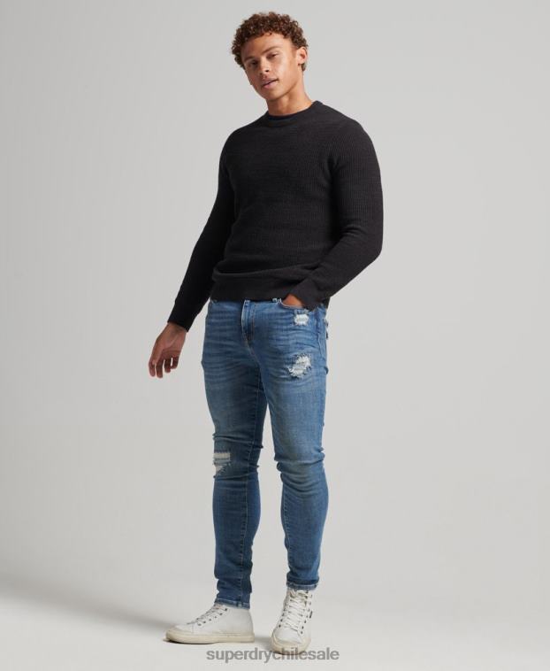 hombres Superdry azul claro vaqueros pitillo de época 2R68Z1223