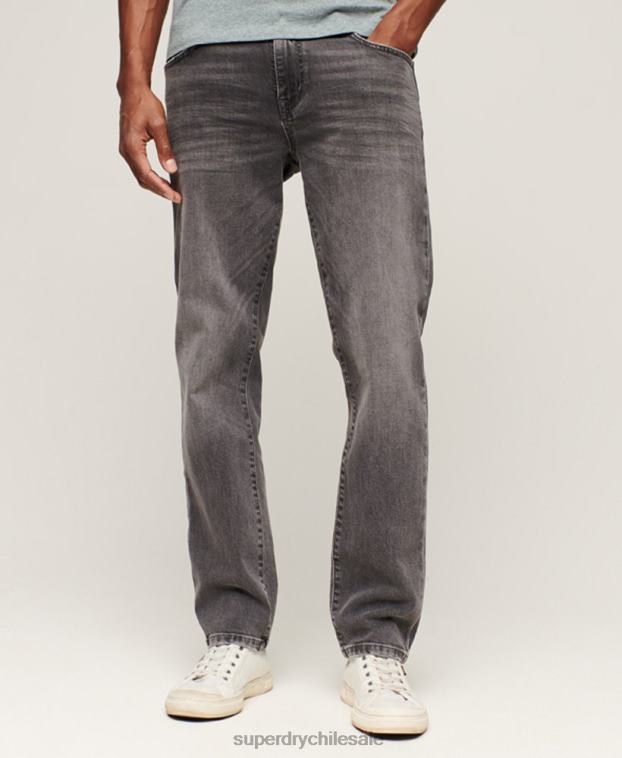 hombres Superdry gris jeans slim rectos de algodón orgánico 2R68Z1227