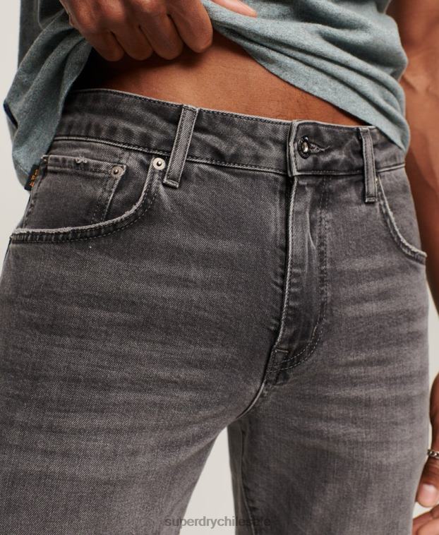 hombres Superdry gris jeans slim rectos de algodón orgánico 2R68Z1227