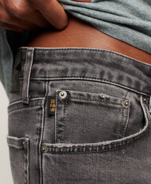 hombres Superdry gris jeans slim rectos de algodón orgánico 2R68Z1227