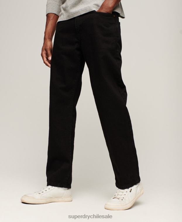 hombres Superdry negro jeans rectos de algodón orgánico 2R68Z1228