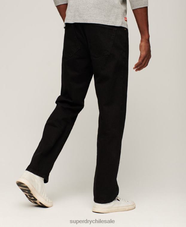 hombres Superdry negro jeans rectos de algodón orgánico 2R68Z1228