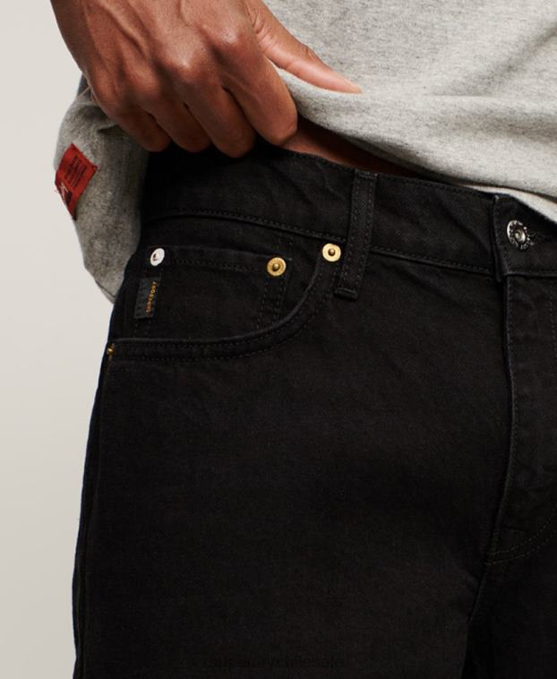 hombres Superdry negro jeans rectos de algodón orgánico 2R68Z1228