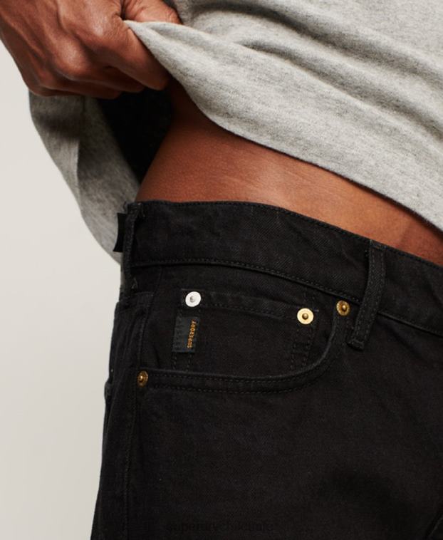 hombres Superdry negro jeans rectos de algodón orgánico 2R68Z1228