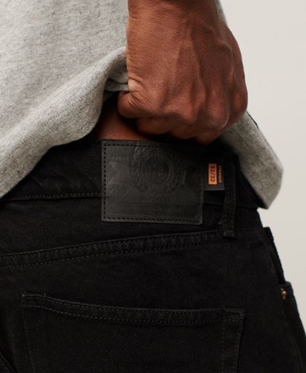 hombres Superdry negro jeans rectos de algodón orgánico 2R68Z1228