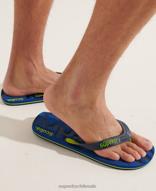 hombres Superdry azul oscuro chanclas Essential con logo 2R68Z1929