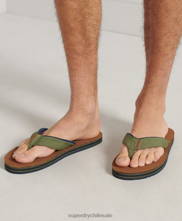 hombres Superdry caqui chanclas de cuero de surf 2R68Z6478