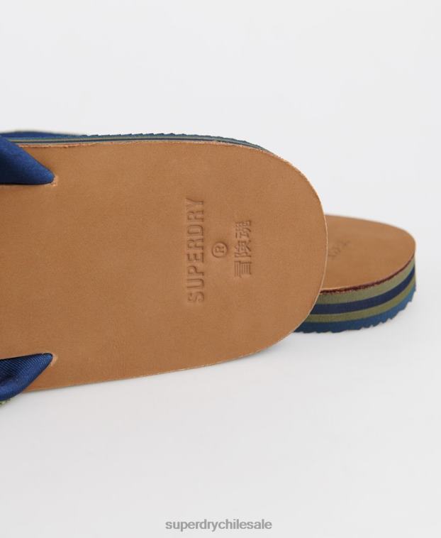 hombres Superdry caqui chanclas de cuero de surf 2R68Z6478